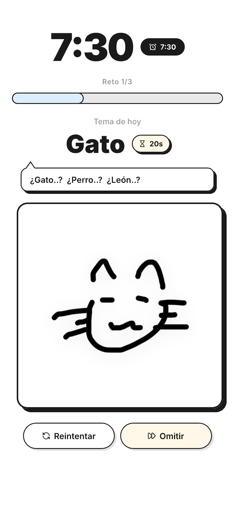 Pantalla del reto